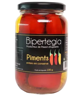 Piments entiers en conserve (piment d'Espelette)