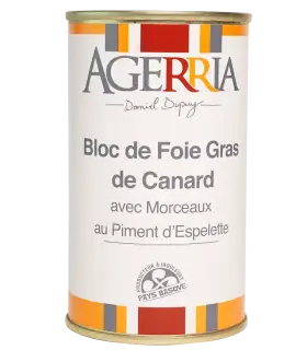 Bloc de Foie Gras de canard avec morceaux au piment d'Espelette
