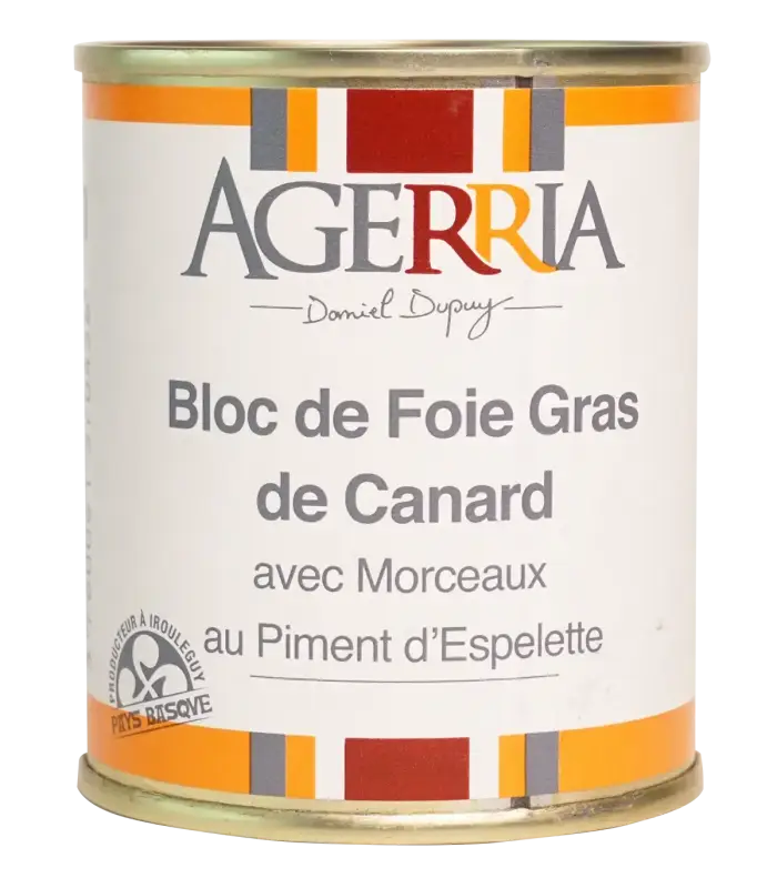 Bloc de Foie Gras de canard avec morceaux au piment d'Espelette