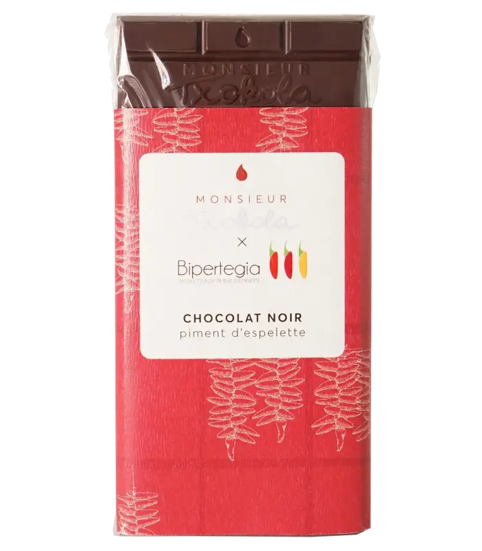 Tablette de chocolat noir au piment d'Espelette 100g