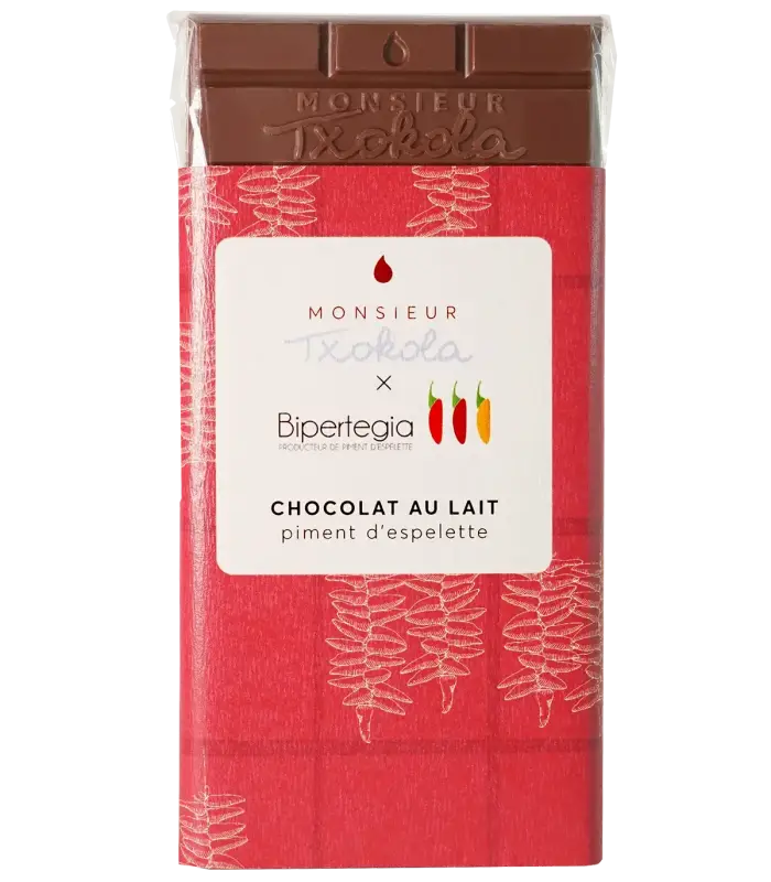 Tablette de chocolat lait au piment d'Espelette 100g
