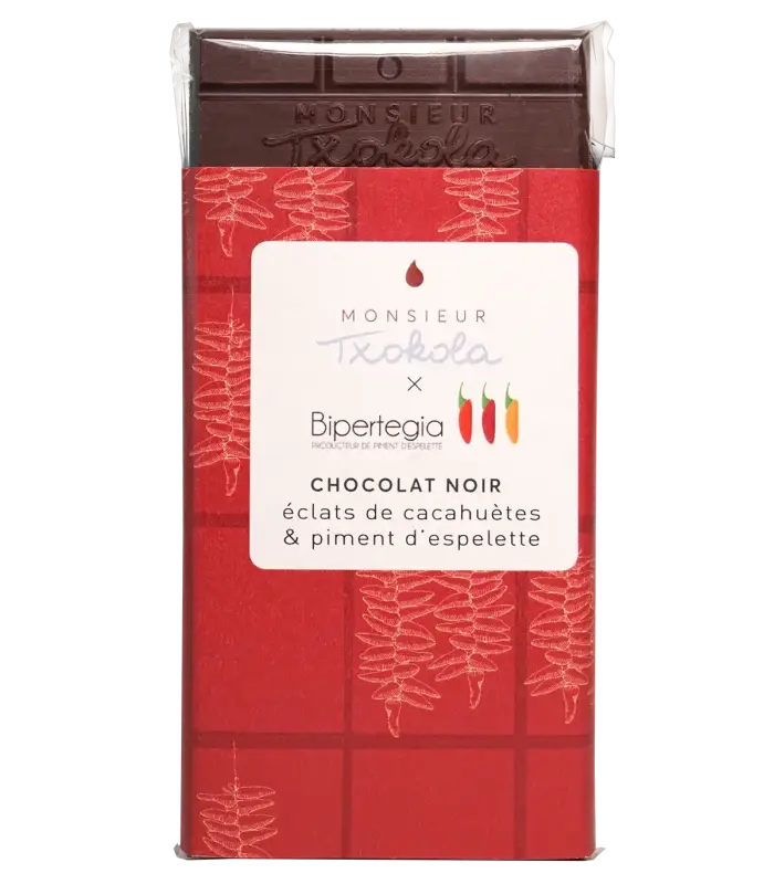 Tablette chocolat noir Cacahuètes et Piment d'Espelette
