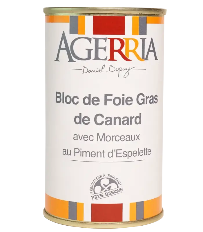 Bloc de Foie Gras de canard avec morceaux au piment d'Espelette