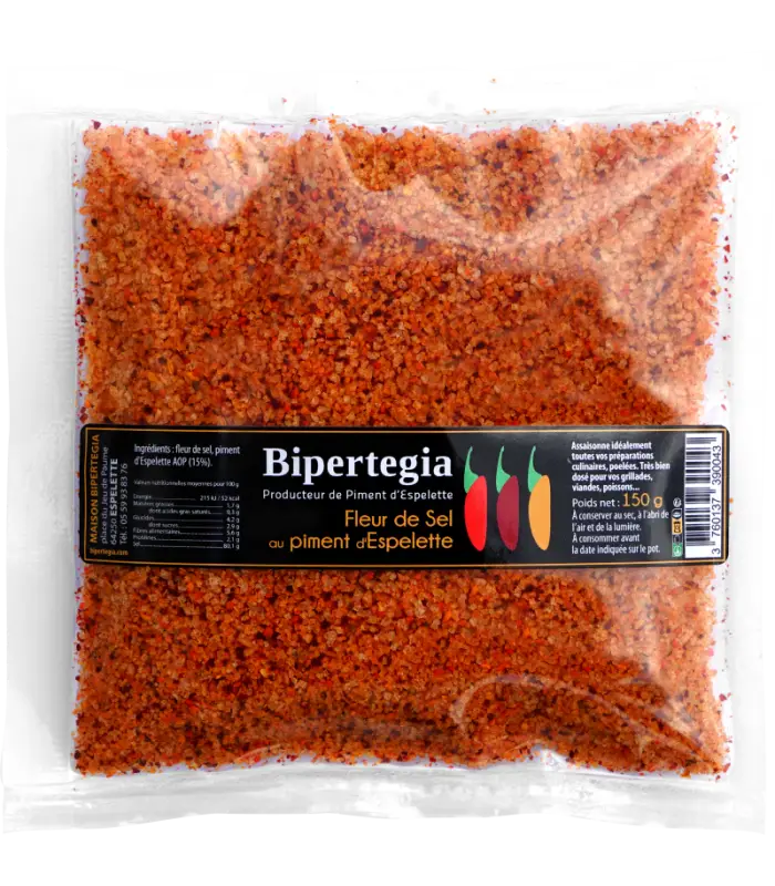 Fleur de sel au piment d'Espelette en sachet de 150 g